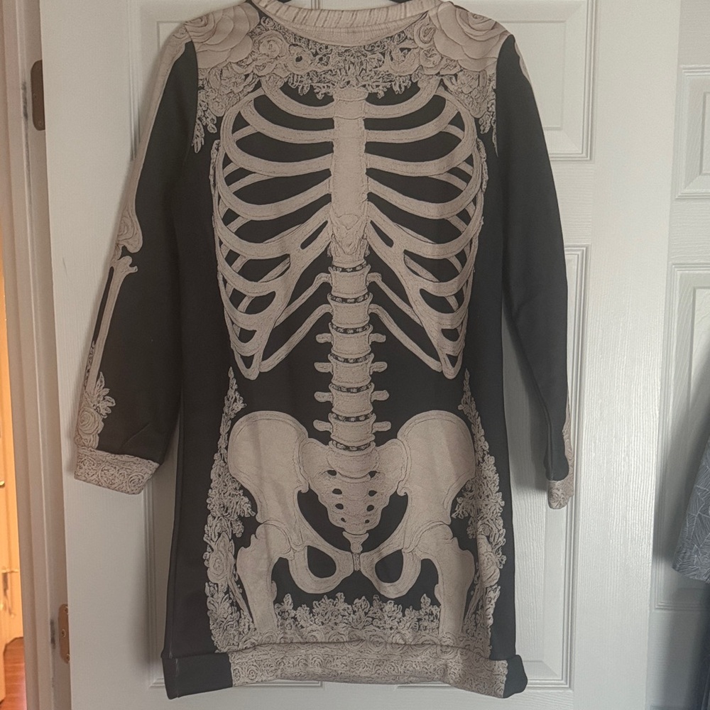 Skeleton Print Black Dress